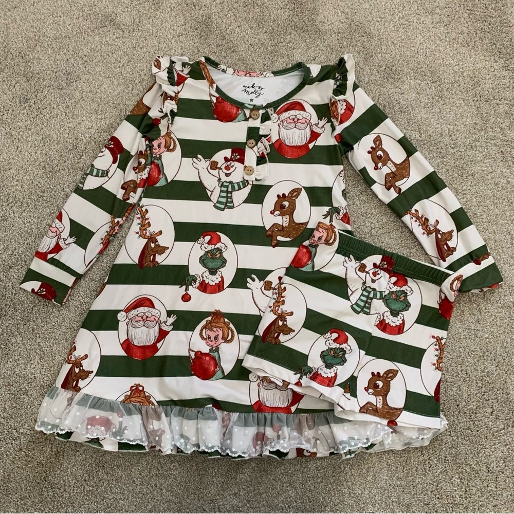 Made by Molly 6T Christmas Pajama Dress and Shorts Set